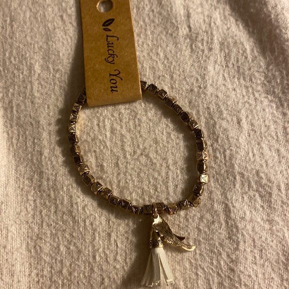 Tribal Style Gold&white Bracelet - Picture 2 of 4